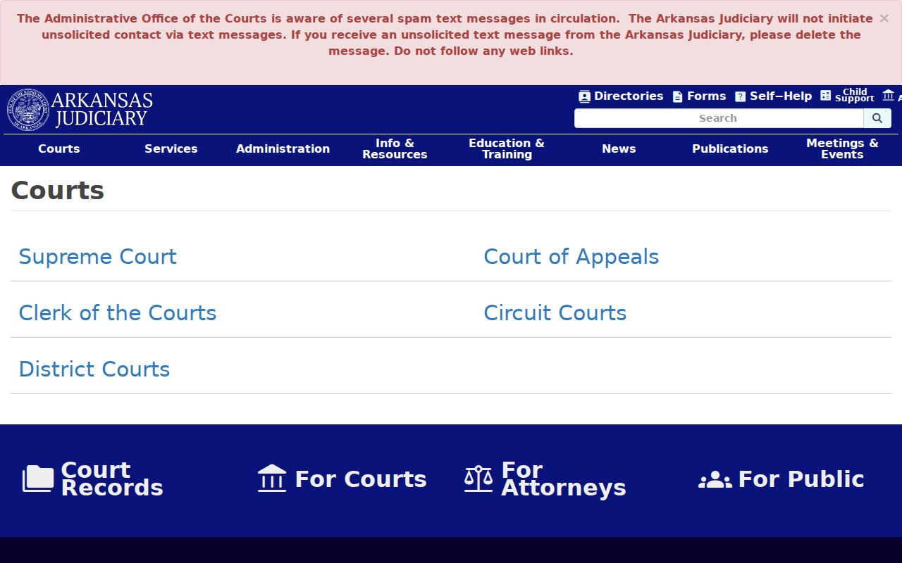 Arkansas court hierarchy used to route Pope County court dockets