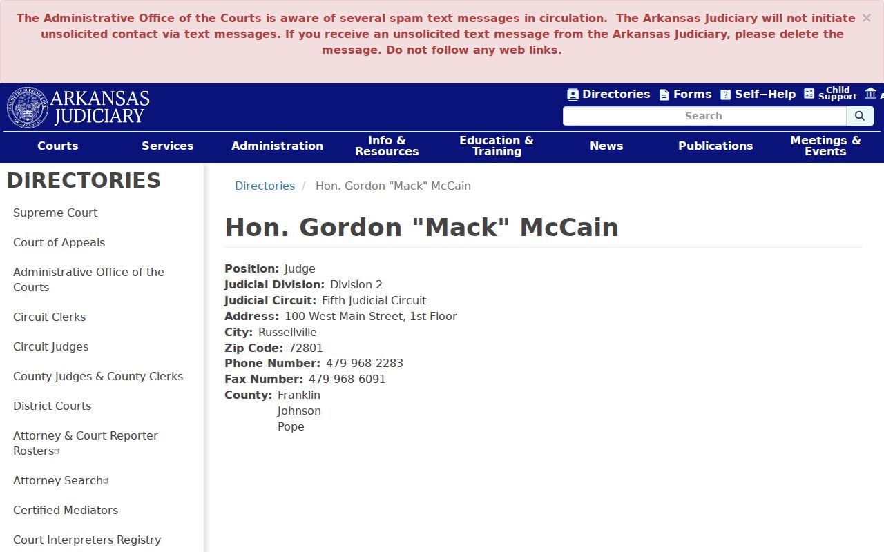 Pope County criminal docket Fifth Circuit Division 2 profile