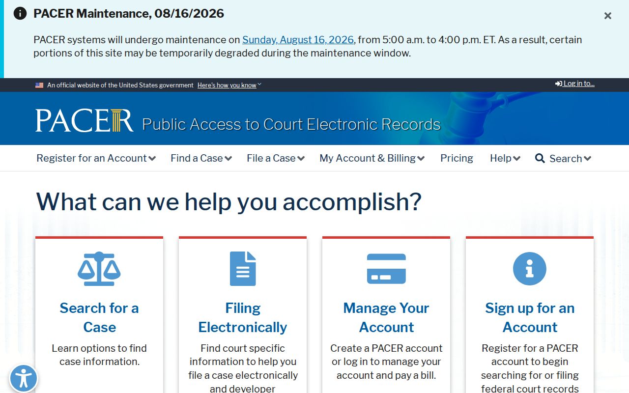 Dover court docket distinction from official federal PACER