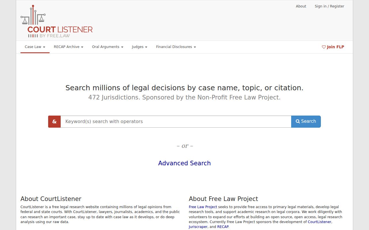 London court docket boundary with CourtListener federal search