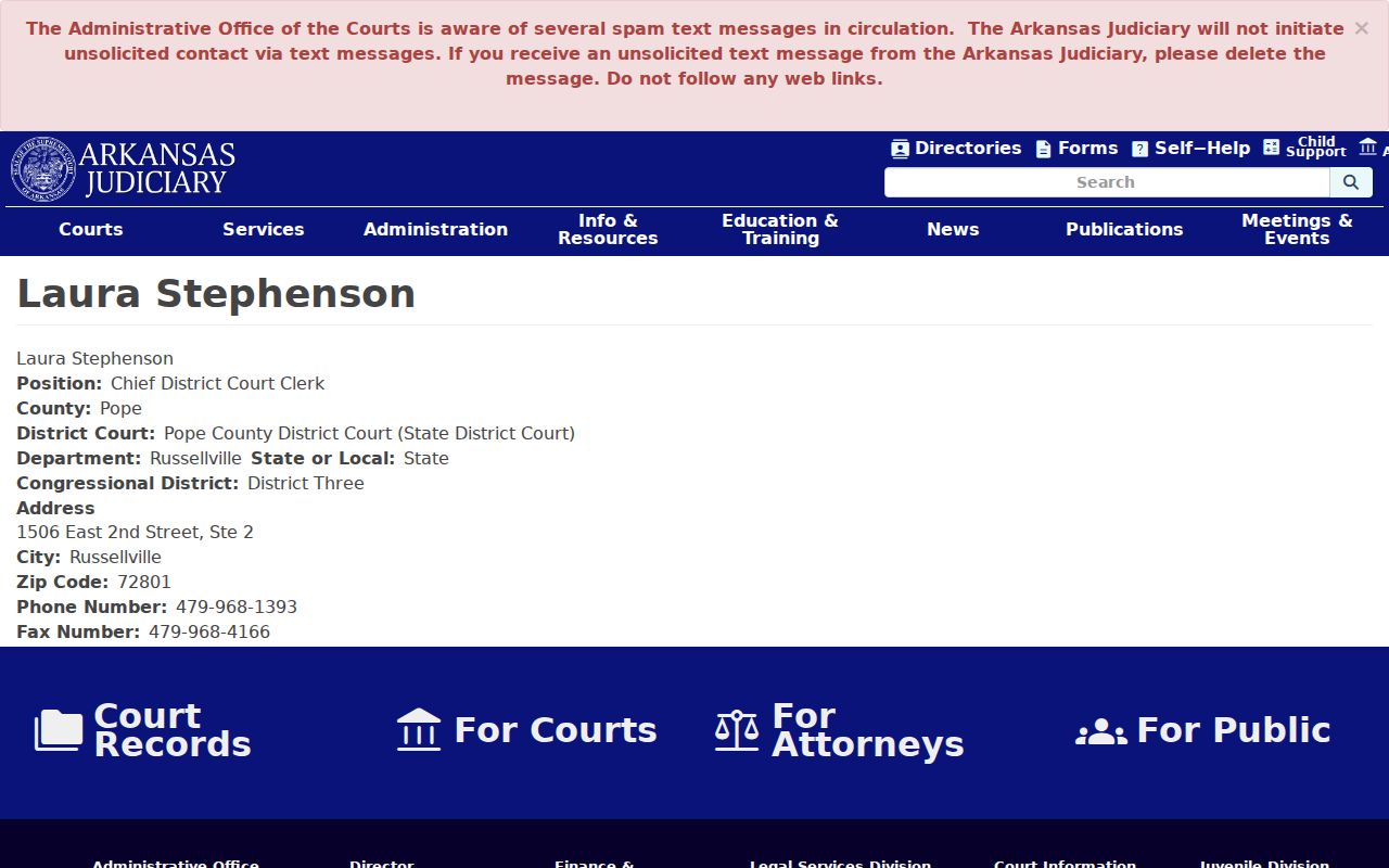 Russellville court docket chief District Court clerk profile